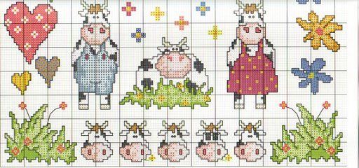 Schema punto croce Mucche Varie