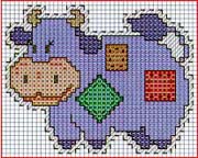 Schema punto croce Mucca Colorata