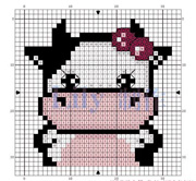 Schema punto croce Mucca Con Fiocco