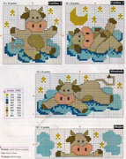 Schema punto croce Mucche Sulle Nuvole