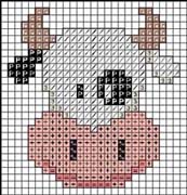 Schema punto croce Testa Mucca 1