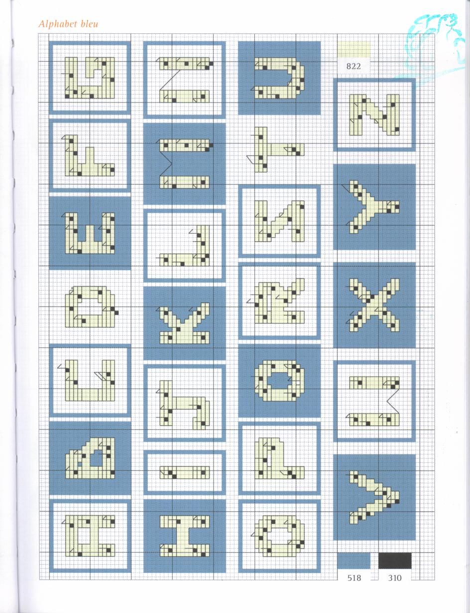 Schema punto croce Alfabeto Musicale