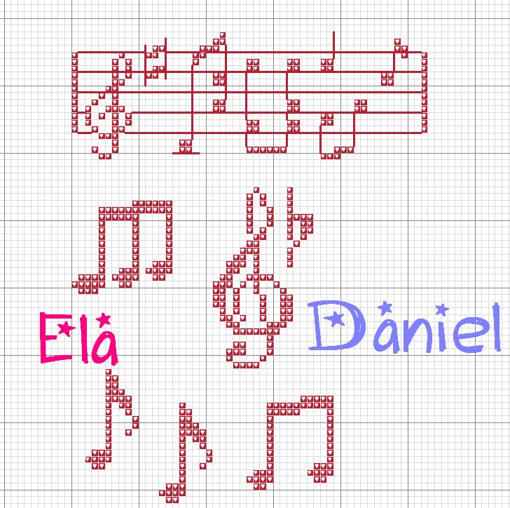 Schema punto croce Note Ela