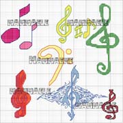 Schema punto croce Note Mammaele 3