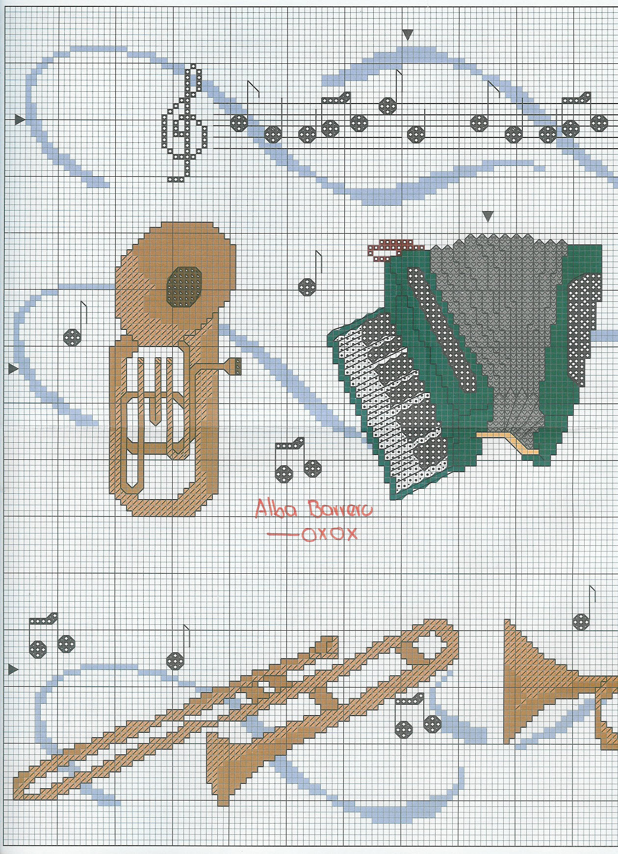 Schema punto croce Strumenti Musicali 36