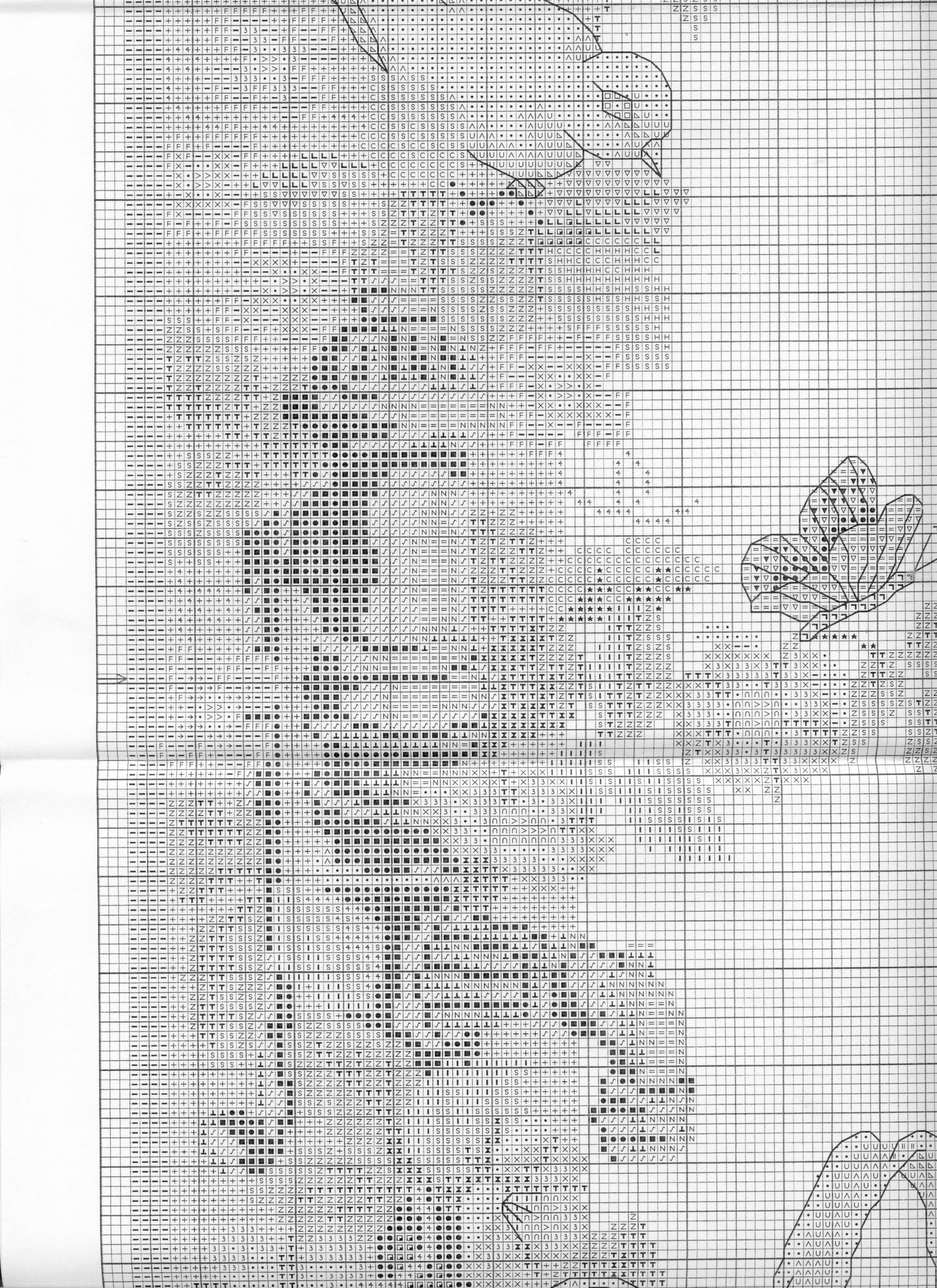 Schema punto croce Cornice Uccellini 11e