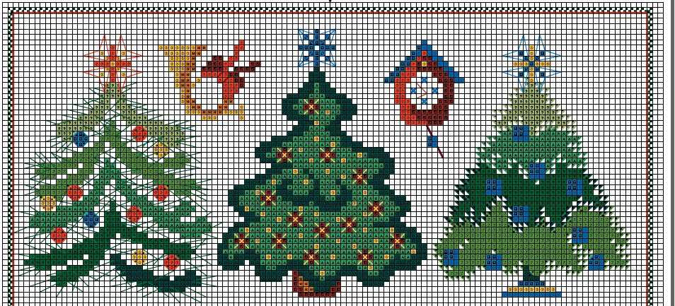Schema punto croce Alberi-di-natale