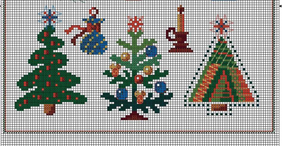 Schema punto croce Alberi Di Natale-3