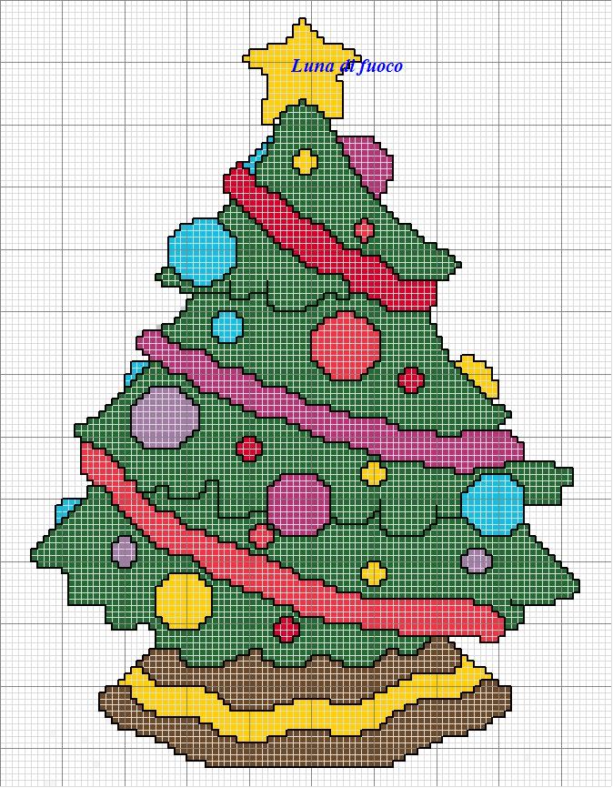 Schema punto croce Albero-di-natale