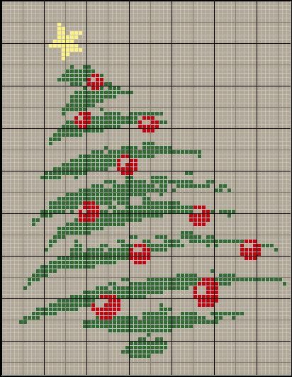 Schema punto croce Albero-natale-addobbato