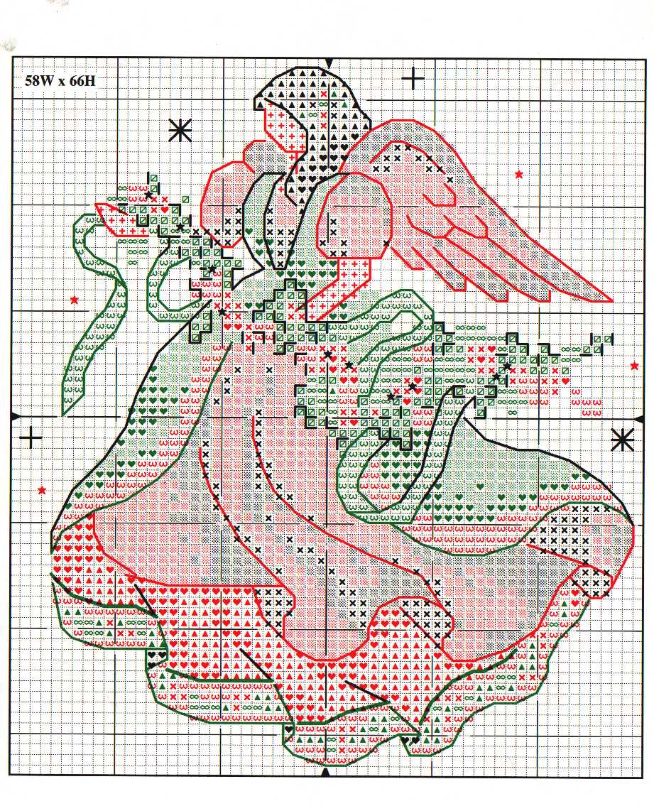 Schema punto croce Angeli Su Albero 2