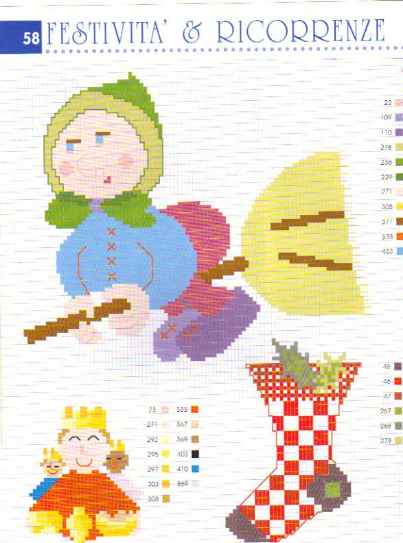 Schema punto croce Befana Calza