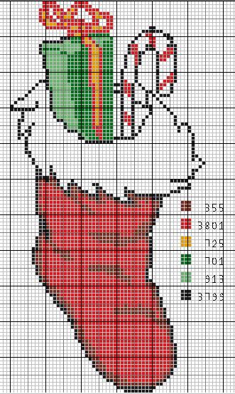 Schema punto croce Calza-regali