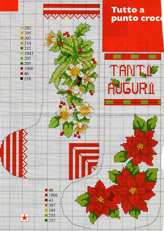 Schema punto croce Calze-tanti-auguri