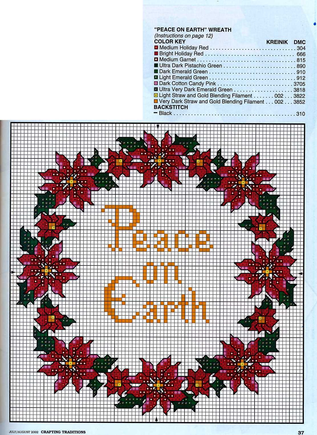 Schema punto croce Corona Peace