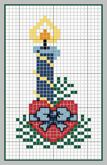 Schema punto croce Cuore-candela