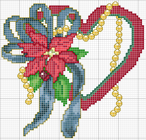 Schema punto croce Cuore Natalizio