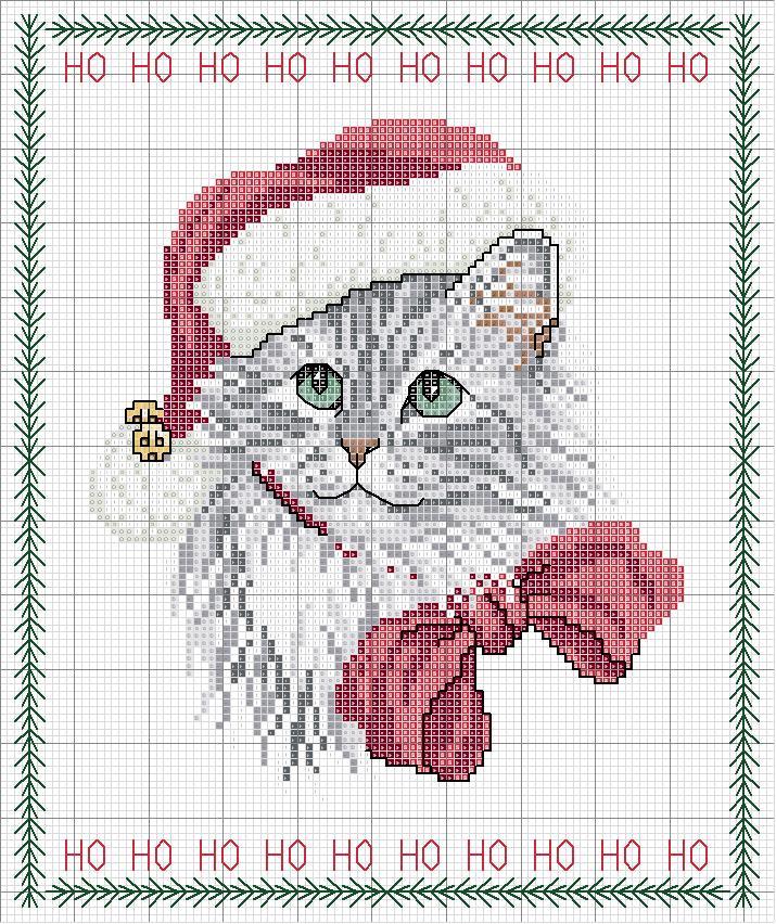 Schema punto croce Gattino Natale