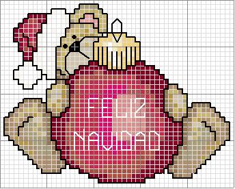 Schema punto croce Orso-pallina-auguri