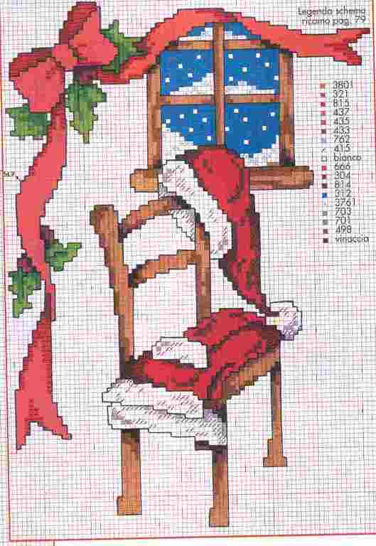 Schema punto croce Sedia-abiti-babbonatale