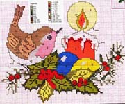 Schema punto croce Candela Con Uccellino