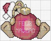 Schema punto croce Orso-pallina-auguri