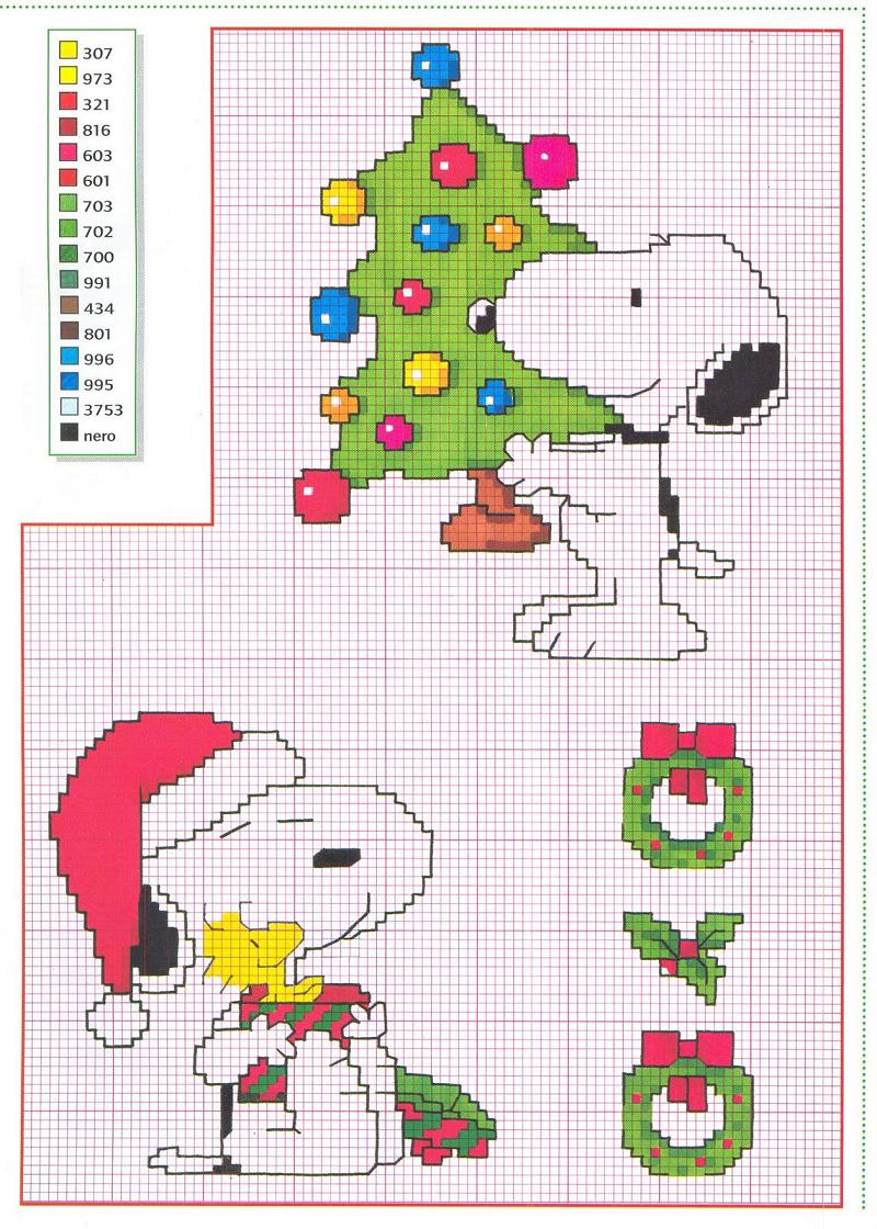 Schema punto croce Snoopy-albero