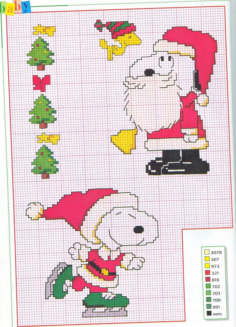 Schema punto croce Snoopy-babbonatale