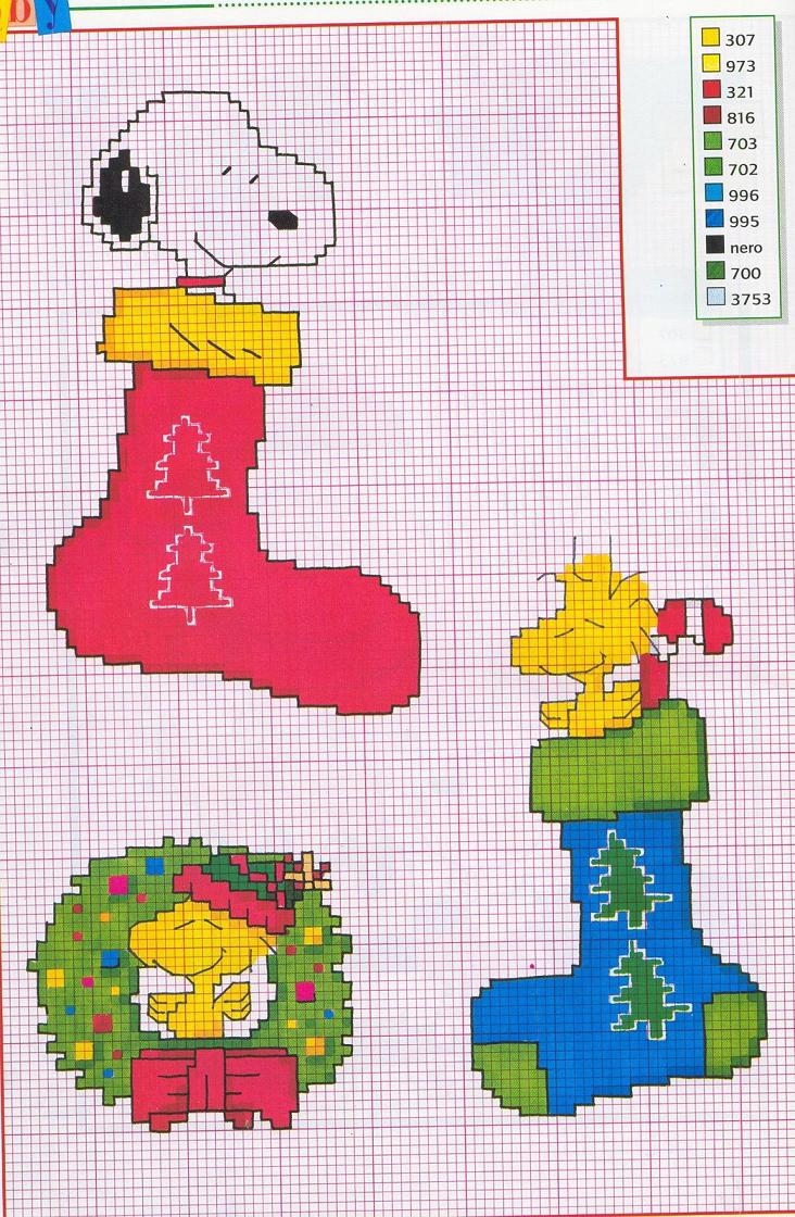 Schema punto croce Snoopy-calze