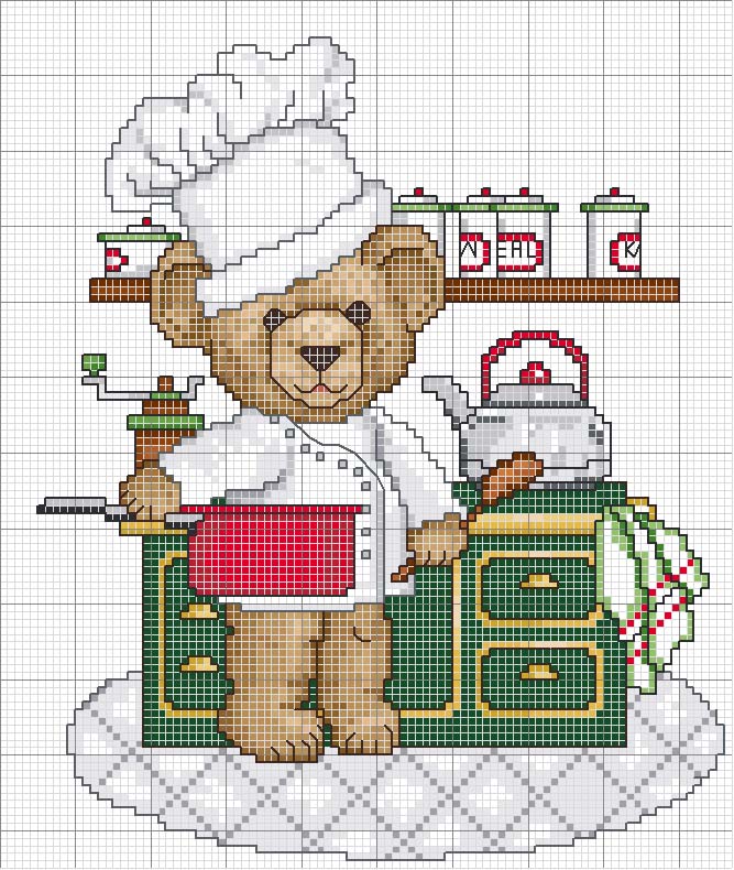 Schema punto croce Orsetto Cuoco