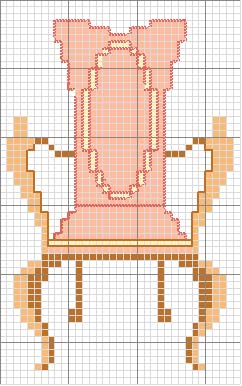 Schema punto croce Sedia Rosa