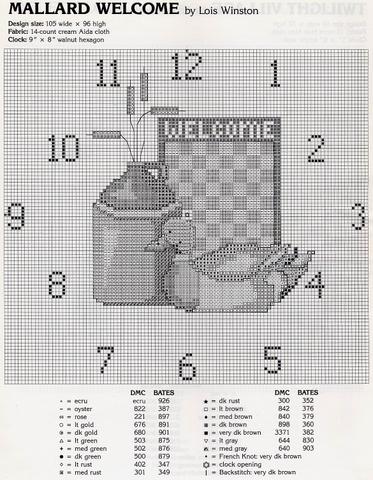 Schema punto croce Orologi Country 3