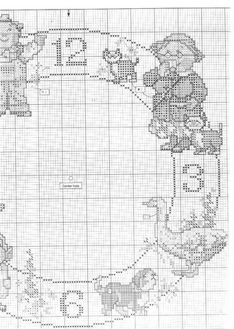 Schema punto croce Orologio Animali Fattoria F