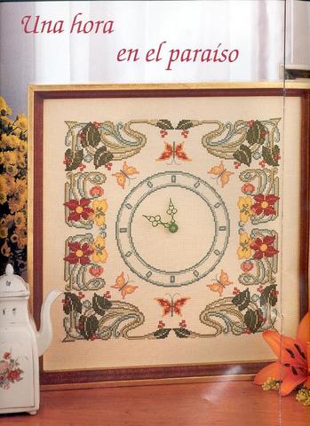 Schema punto croce Orologio Art Nouveau1