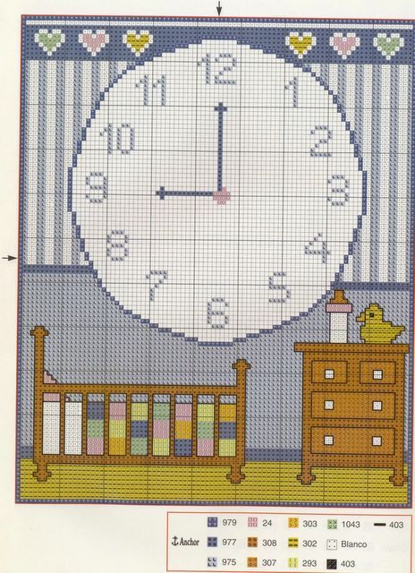 Schema punto croce Orologio Cameretta