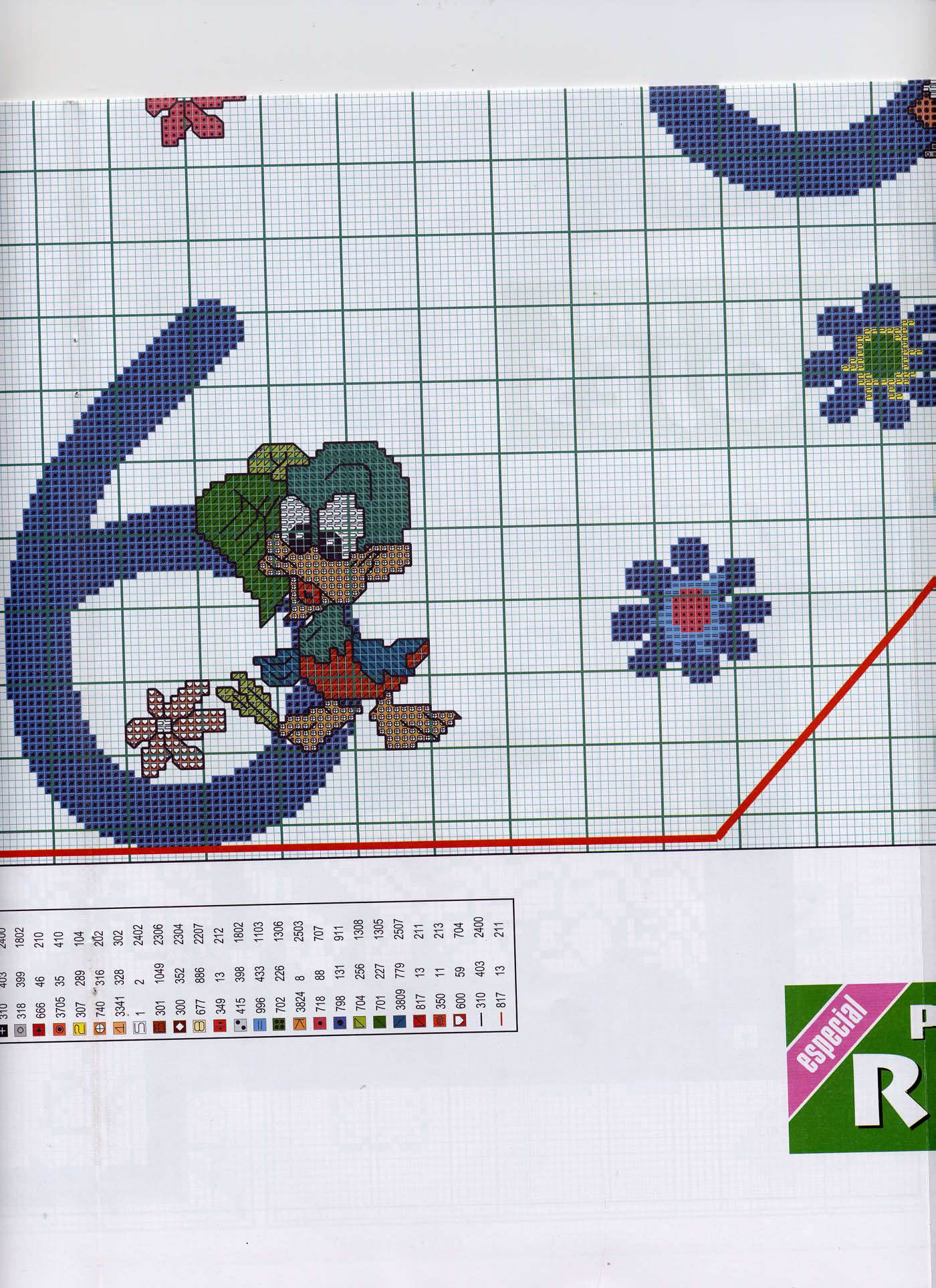 Schema punto croce Orologio Cartoon 1f