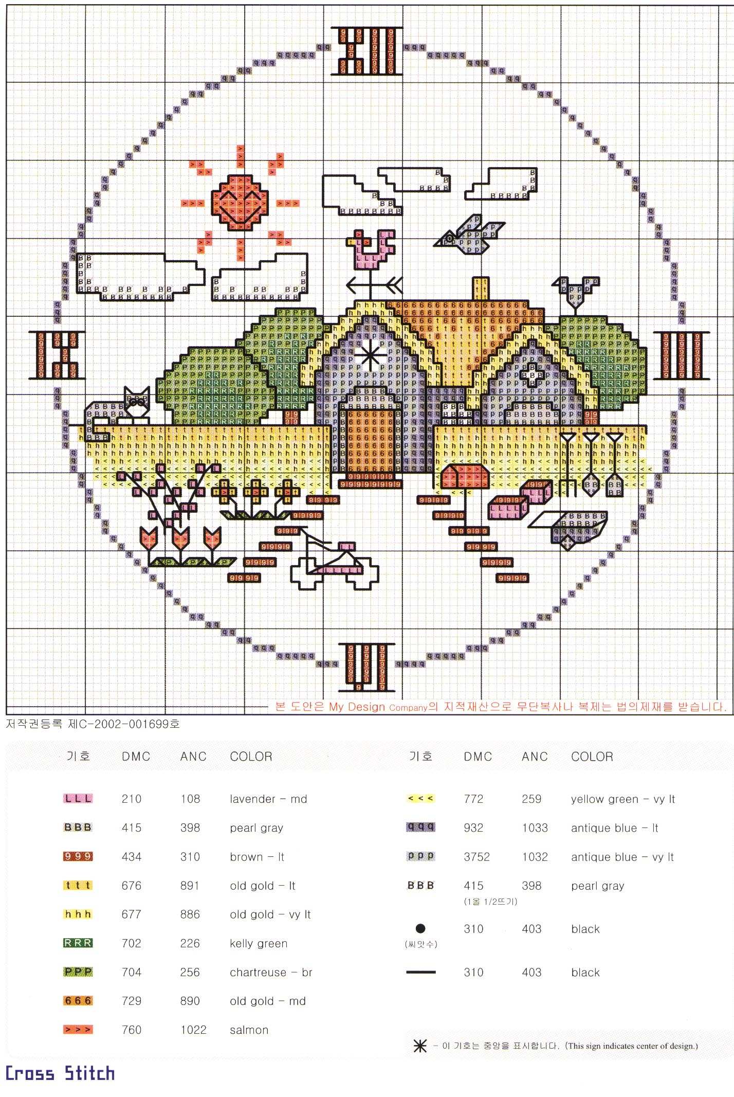 Schema punto croce Orologio Casetta2