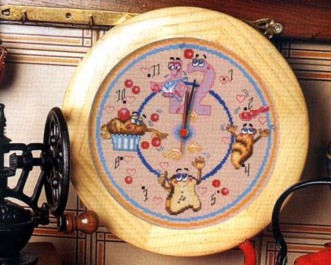 Schema punto croce Orologio Cibo 1a