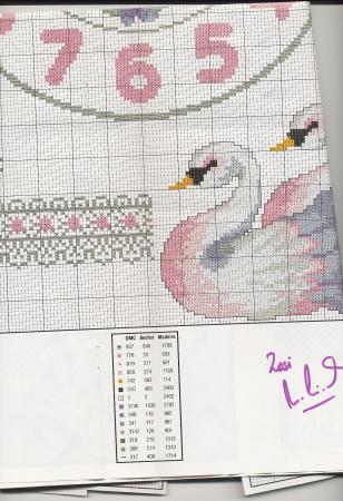 Schema punto croce Orologio Cigni 1i