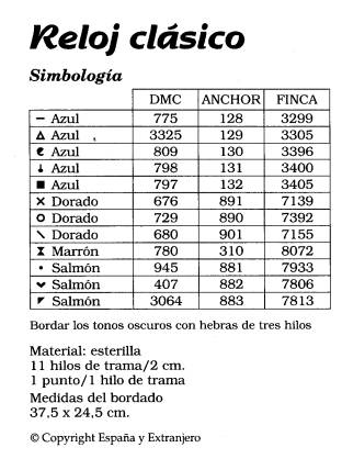 Schema punto croce Orologio Classico 3f