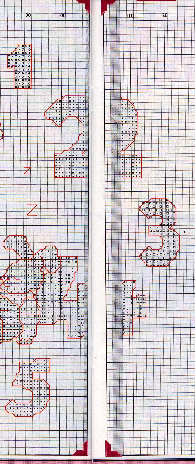 Schema punto croce Orologio Conigli 1c