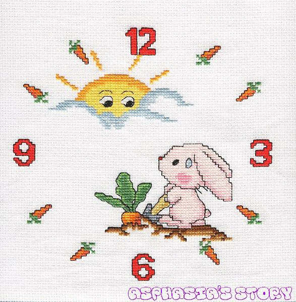 Schema punto croce Orologio Coniglio Sole1a