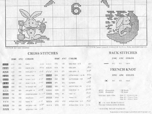 Schema punto croce Orologio Coniglio Sole1c