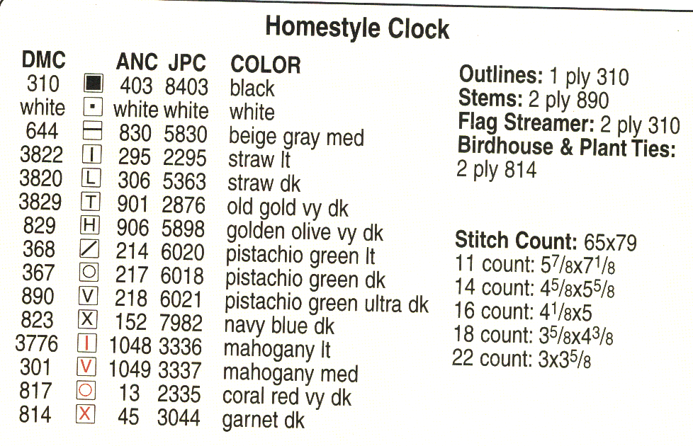 Schema punto croce Orologio Country 3c