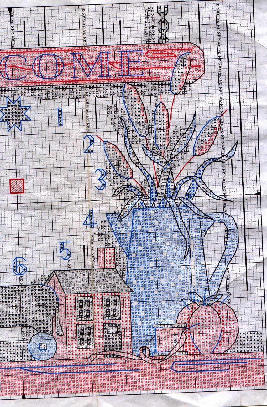 Schema punto croce Orologio Country 6c