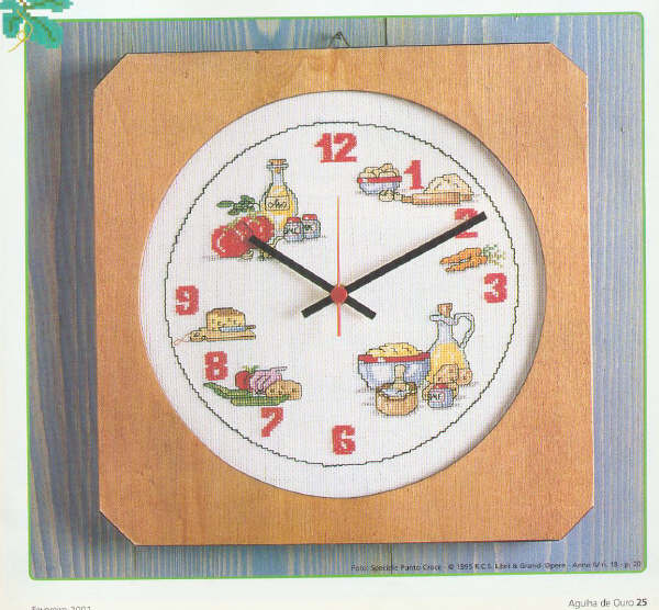 Schema punto croce Orologio Cucina 1a