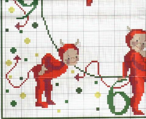 Schema punto croce Orologio Diavoletti 1d