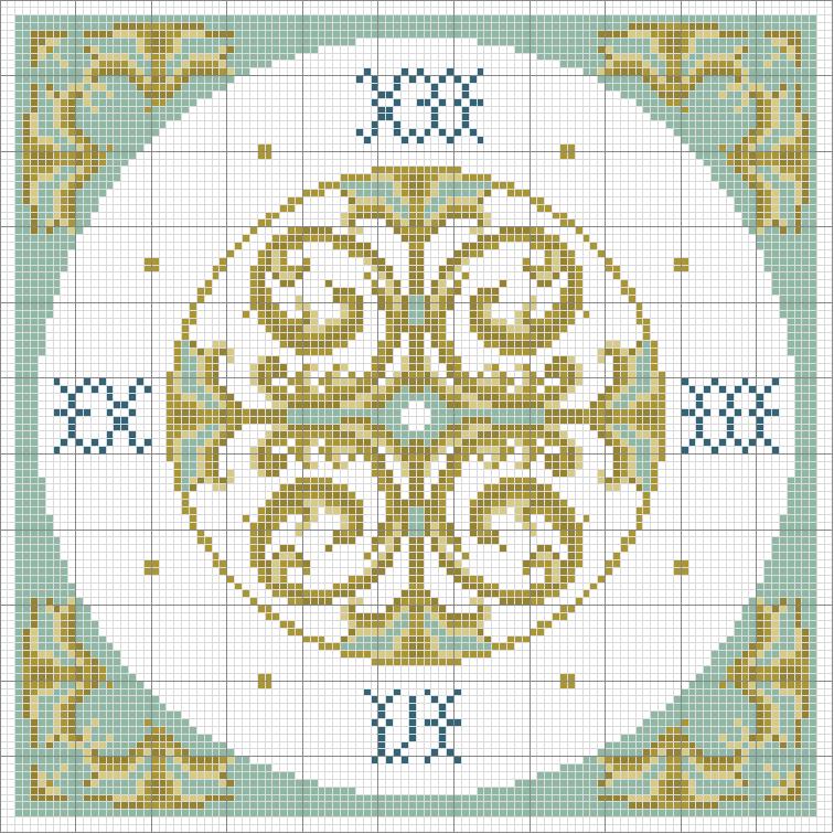 Schema punto croce Orologio Disegno Antico