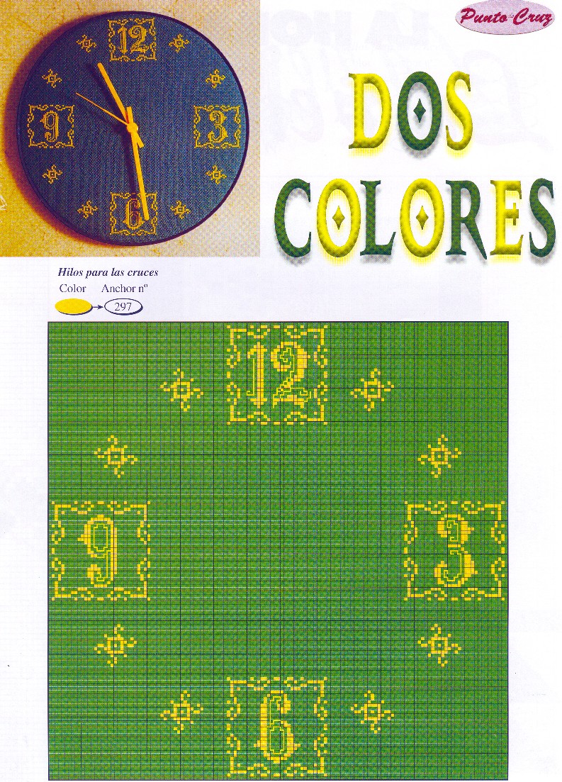 Schema punto croce Orologio Due Colori 2