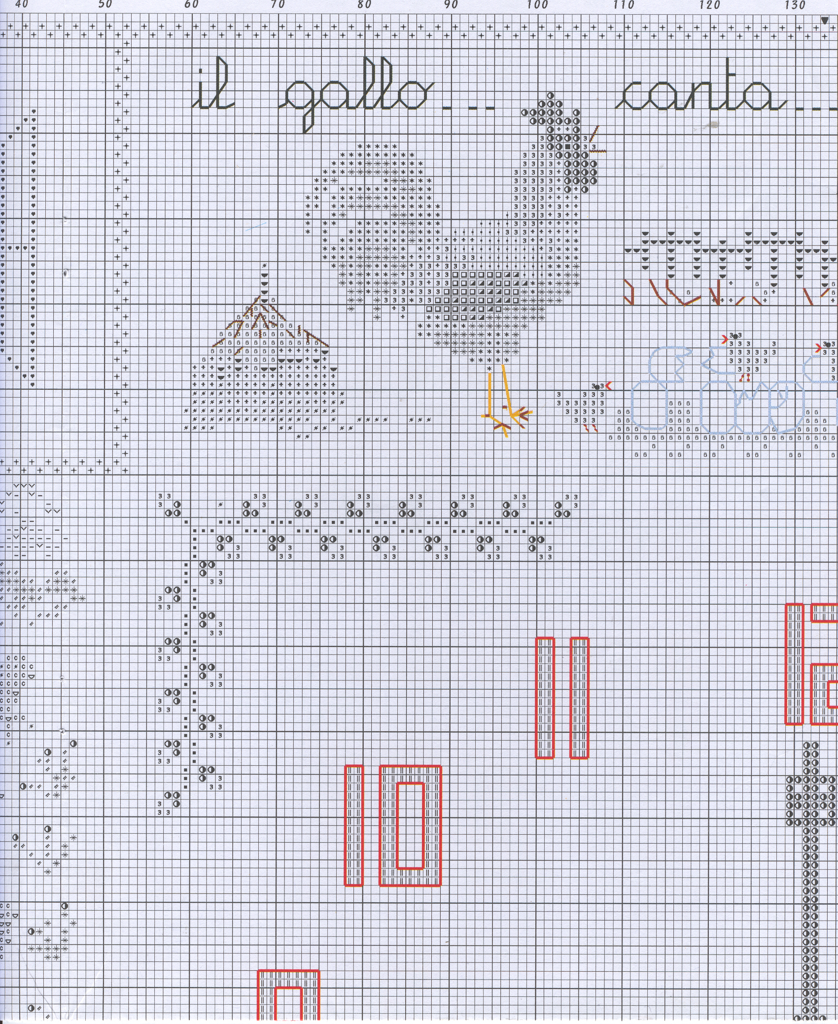 Schema punto croce Orologio Fattoria 1d